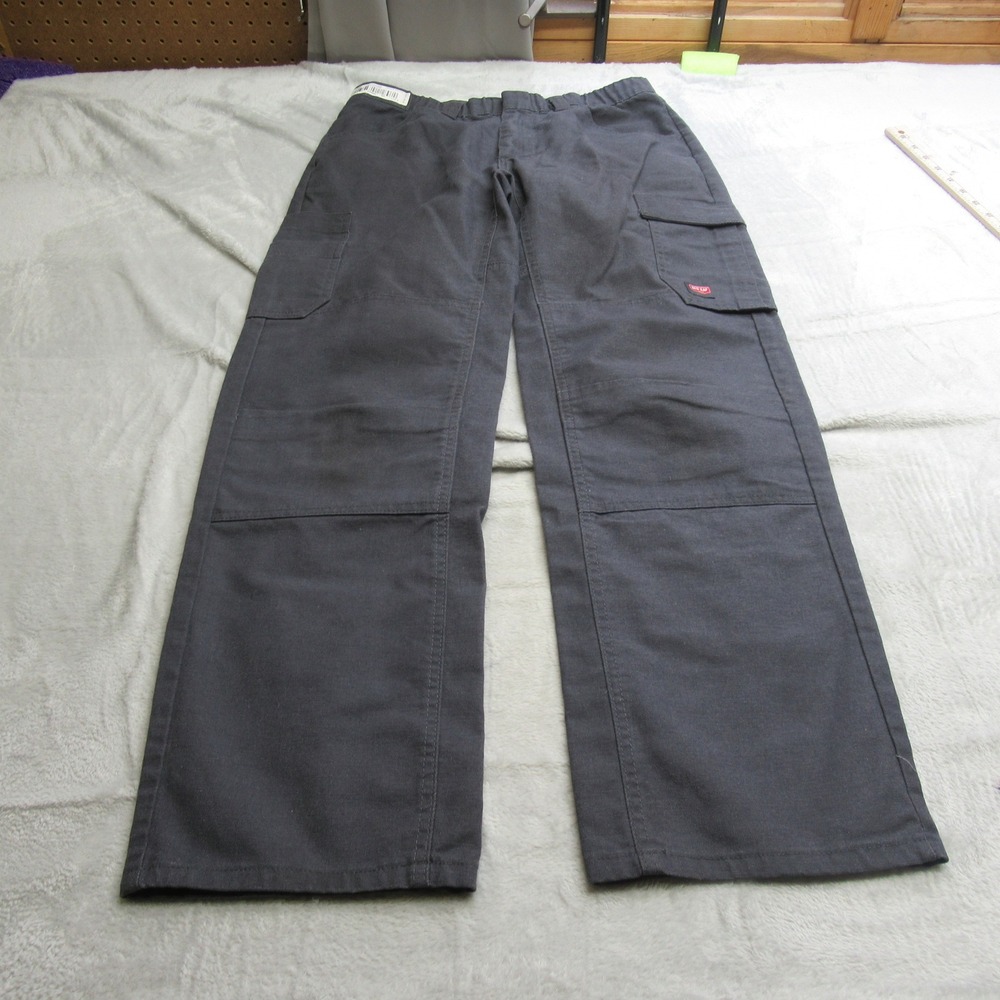 RED KAP Work Pants Mens 31x30 Gray Duck Canvas Relaxed Cargo Utility Double Knee